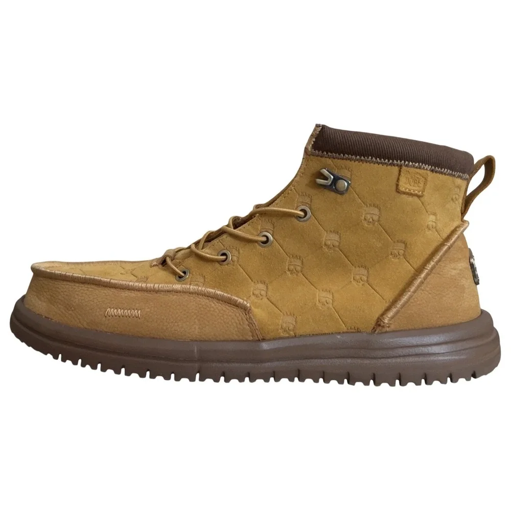 Jelly Roll x Hey Dude Leather Boots Bradley Tan Brown Skull Print Mens Sz 12